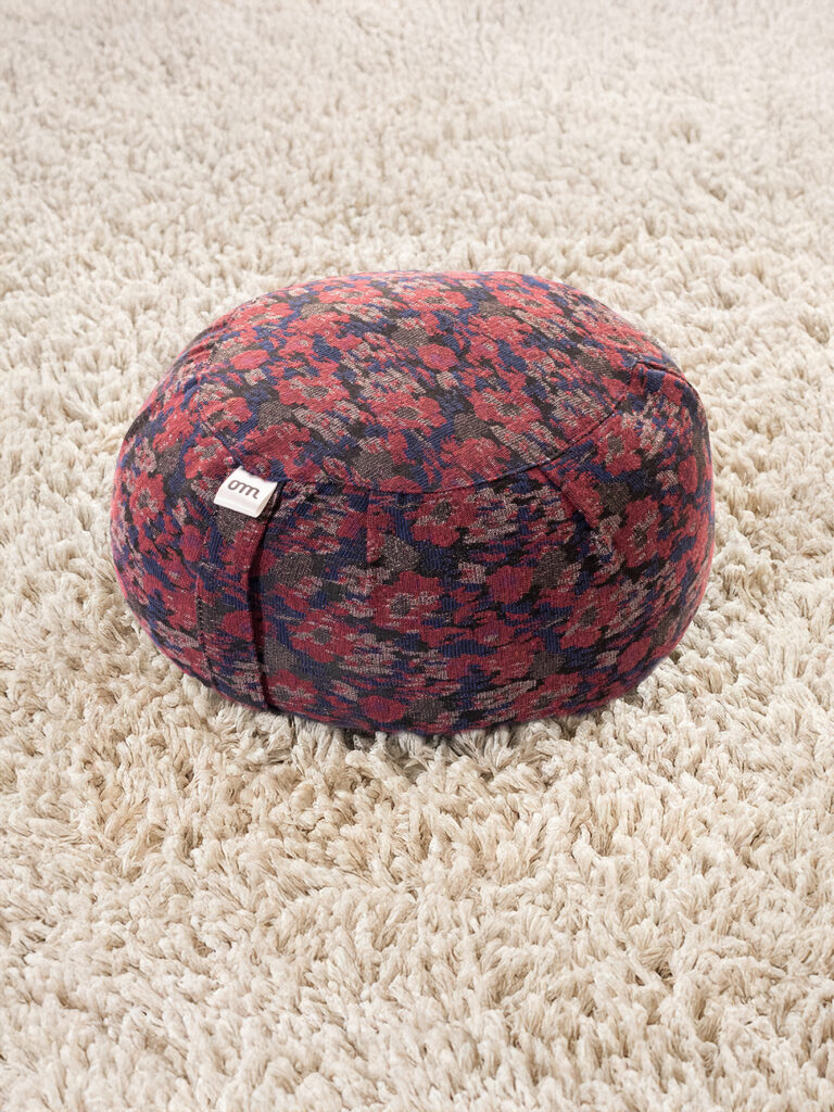 Zafu de meditación Royal azul, dorado y granate, elegante, cojín estable con relleno de cáscara de espelta ecológica o kapok ecológico