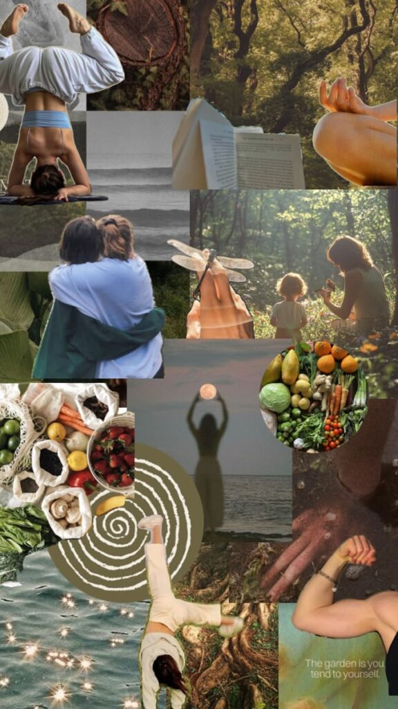 vision board creado con collage de imágenes para clarificar objetivos e intenciones